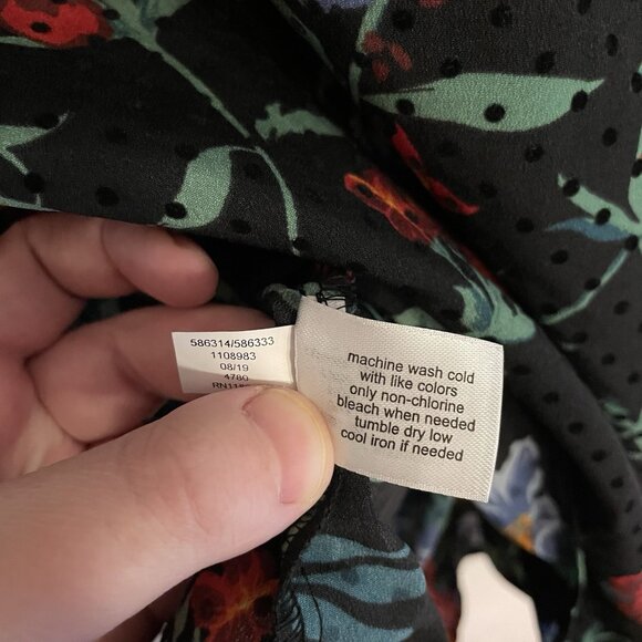 Lane Bryant Women Plus 28 Black Velvet Flocked Dot Floral Sleeveless Swing Tank - Picture 7 of 8